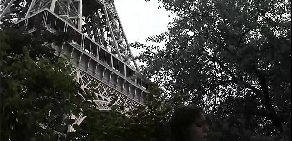  Under the Eiffel Tower in Paris France, extreme public sex risky threesome orgy